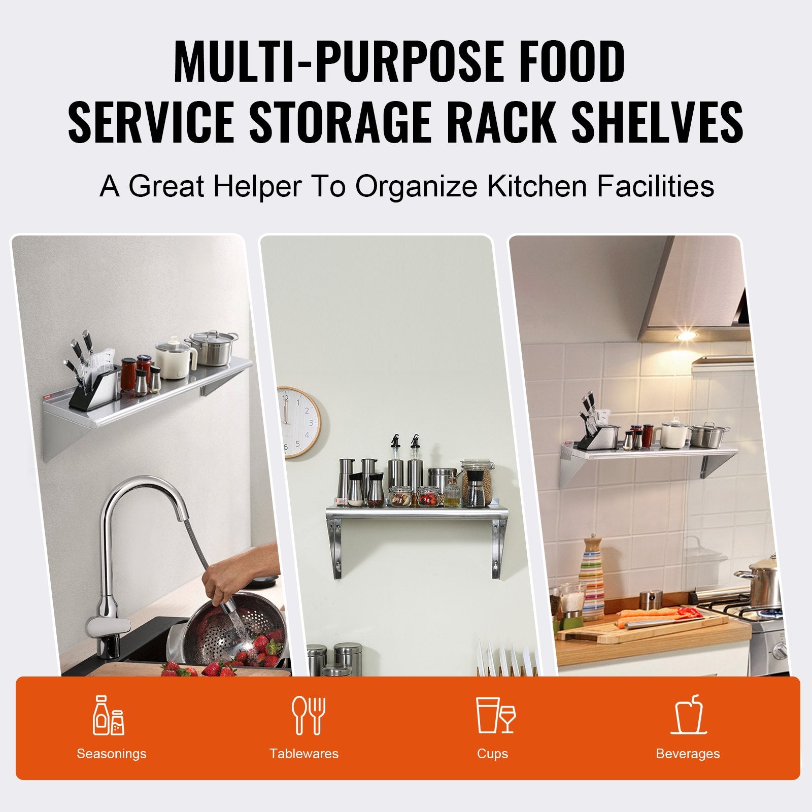 Wall Mounted Floating Shelving with Brackets-4