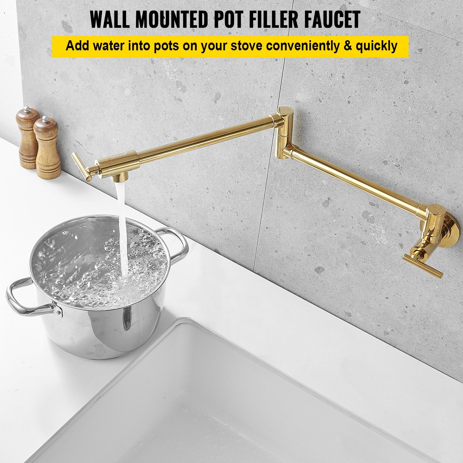 Pot Filler Faucet, Solid Brass 24.4"-0