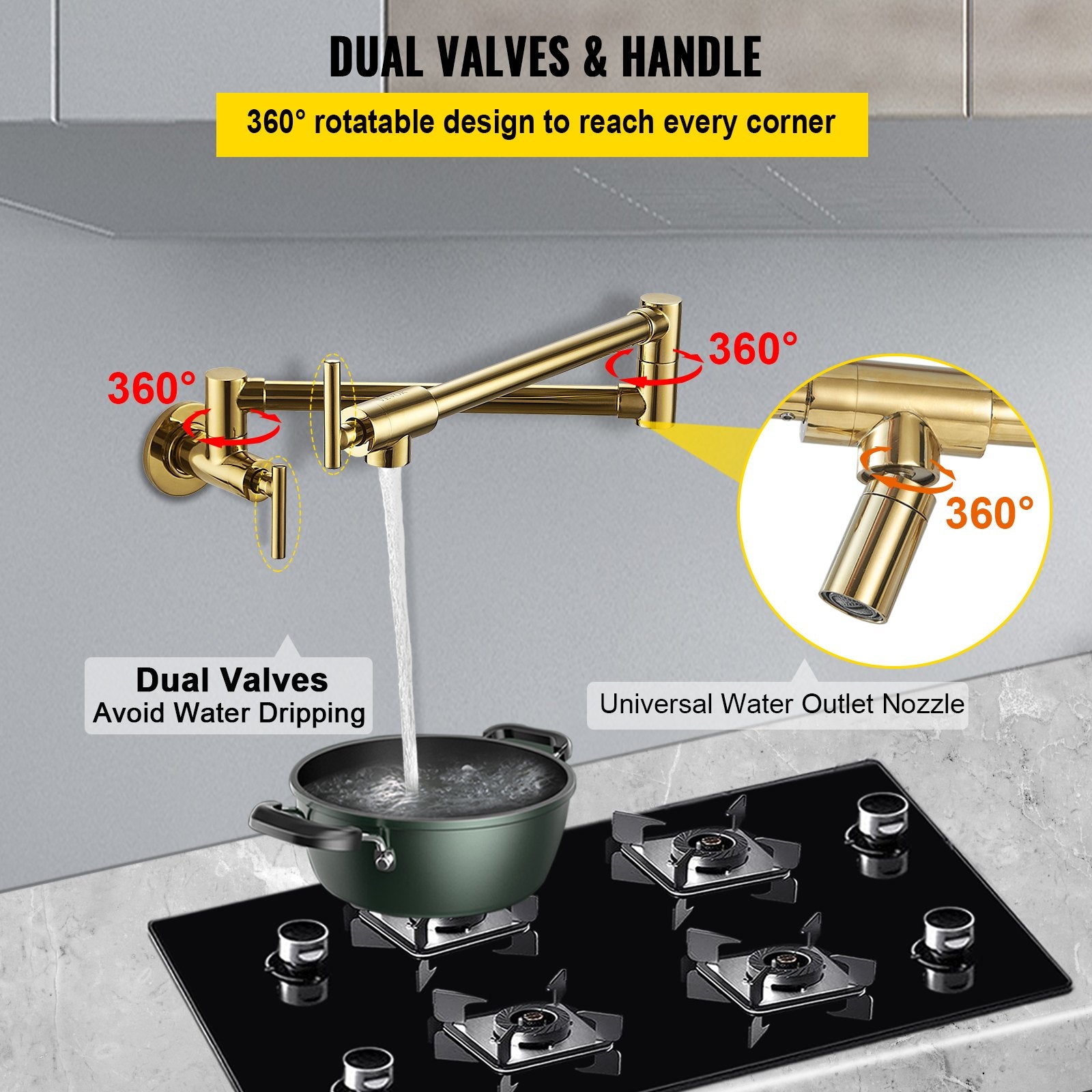 Pot Filler Faucet, Solid Brass 24.4"-2