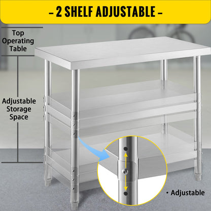 Stainless Steel Prep Table, 48x18x33 -2