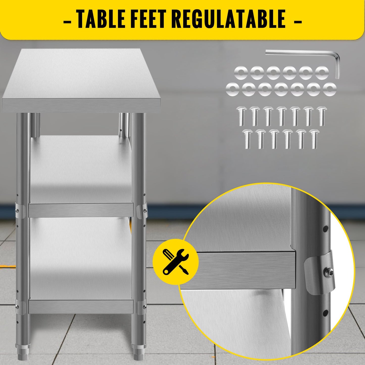 Stainless Steel Prep Table, 48x18x33 -4