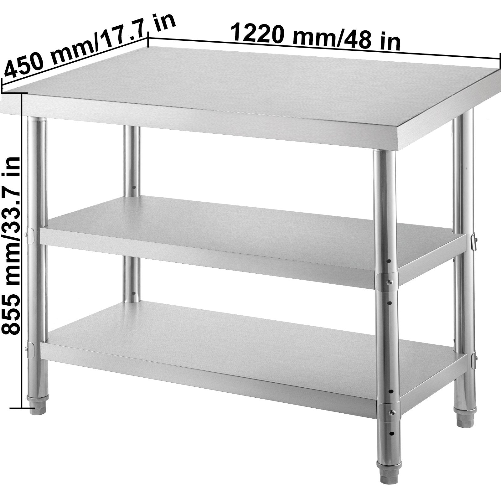 Stainless Steel Prep Table, 48x18x33 -6