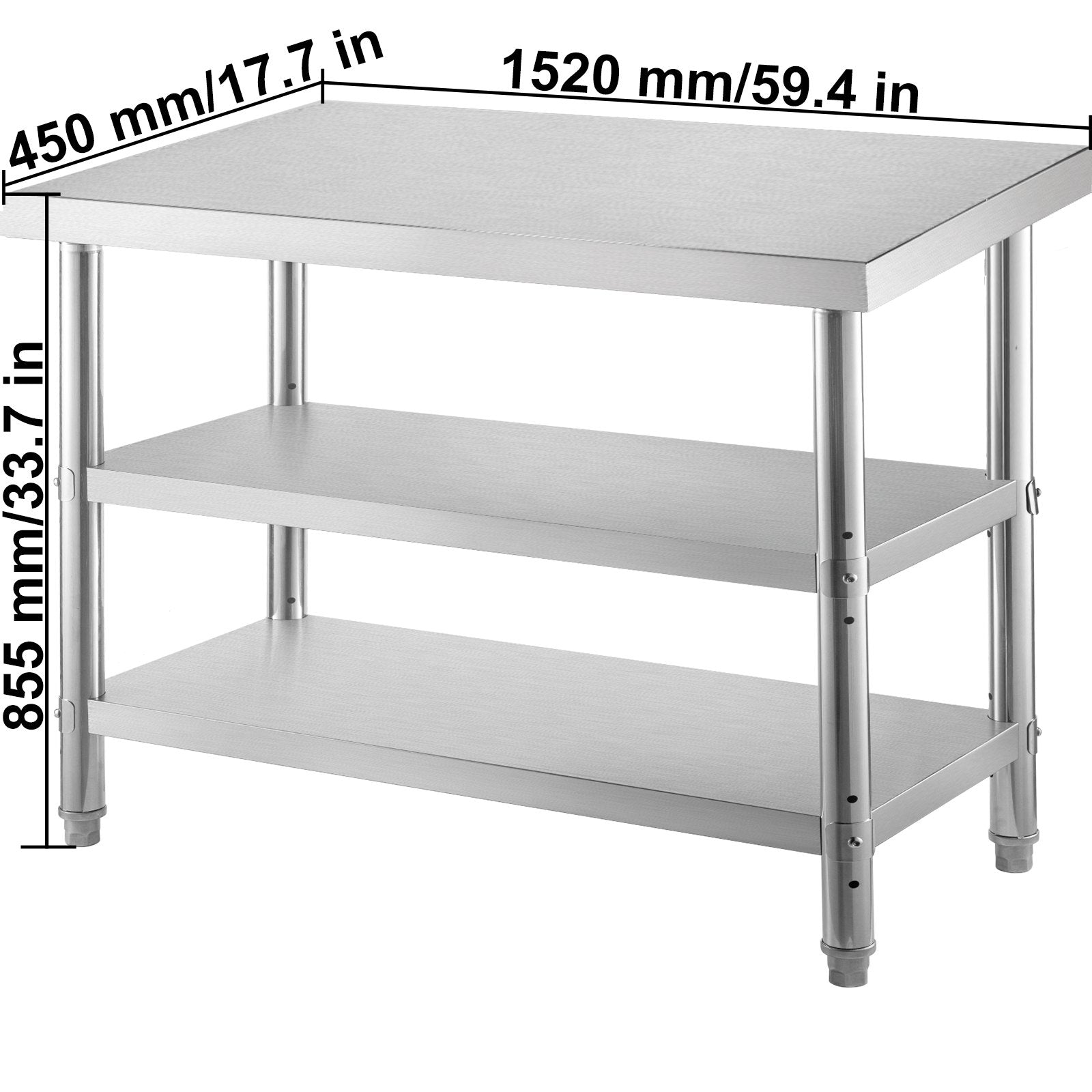 Stainless Steel Prep Table, 60x14x33 in -6