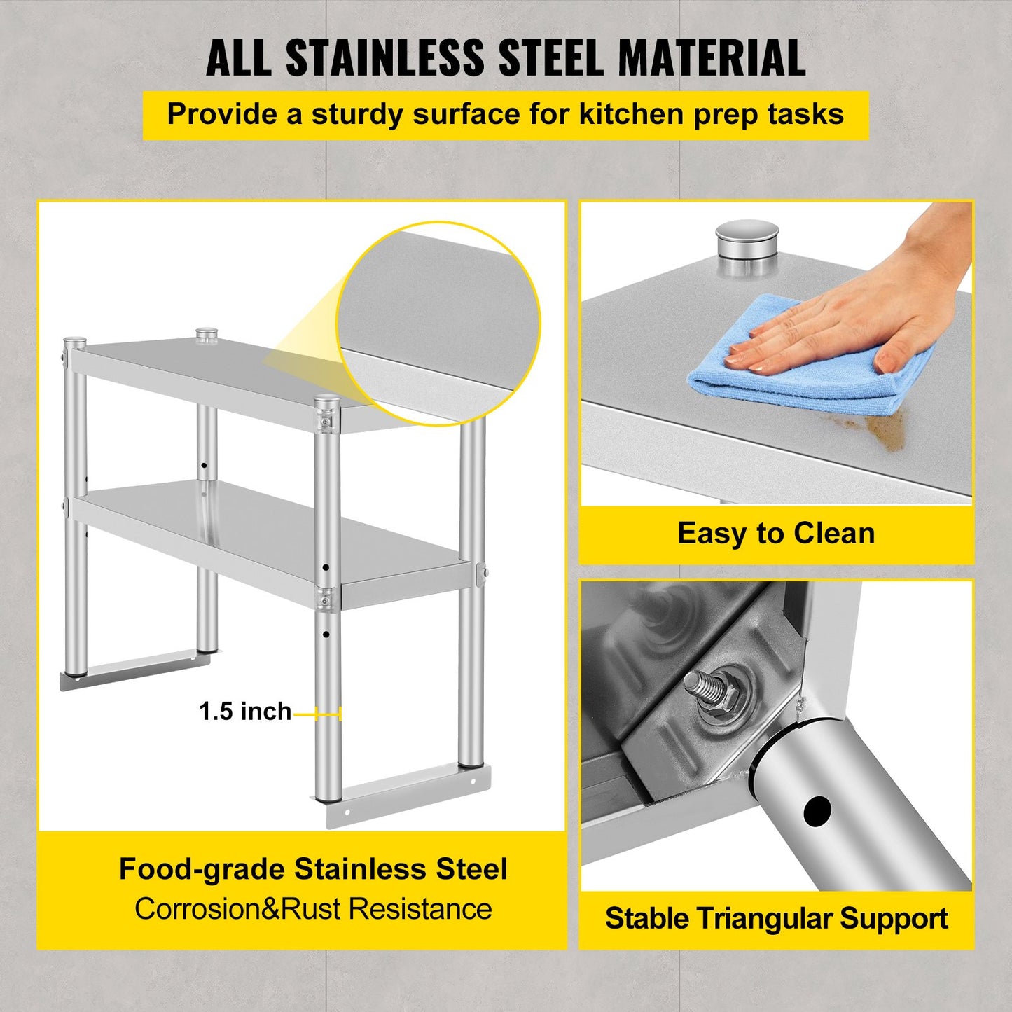 Double Tier Stainless Steel Overshelf, 30"-1