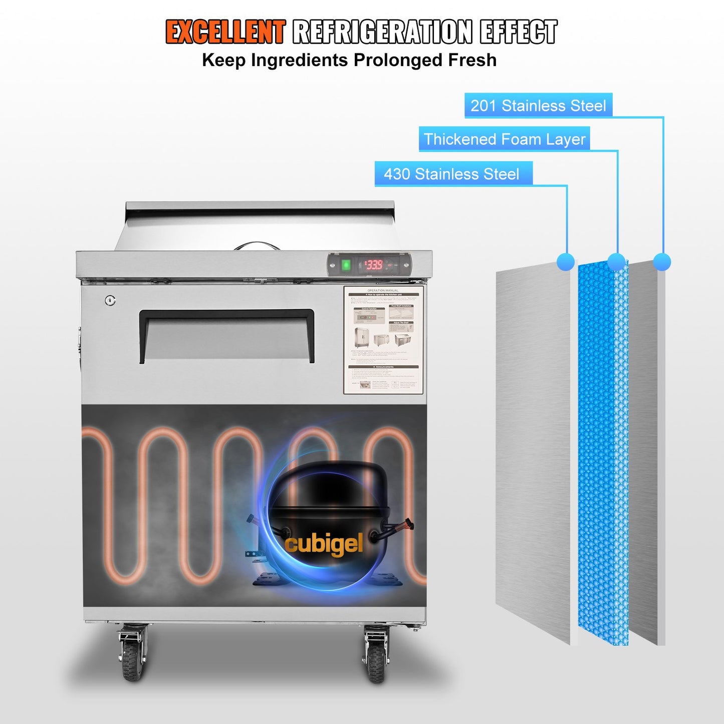 Sandwich Prep Table, 7.42 Cu. Ft.-2