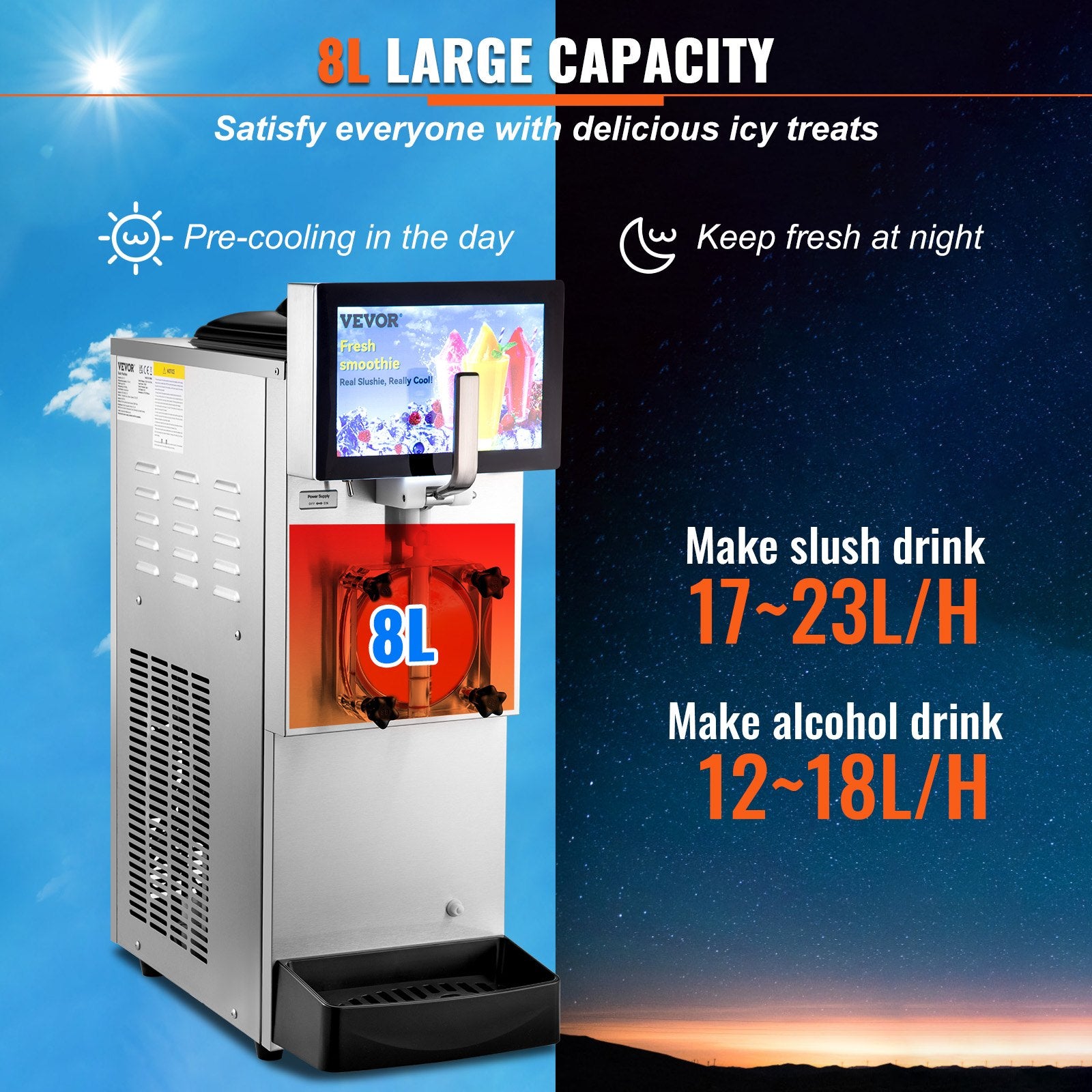 Commercial Slushy Machine, 8L / 2.1 Gal -1