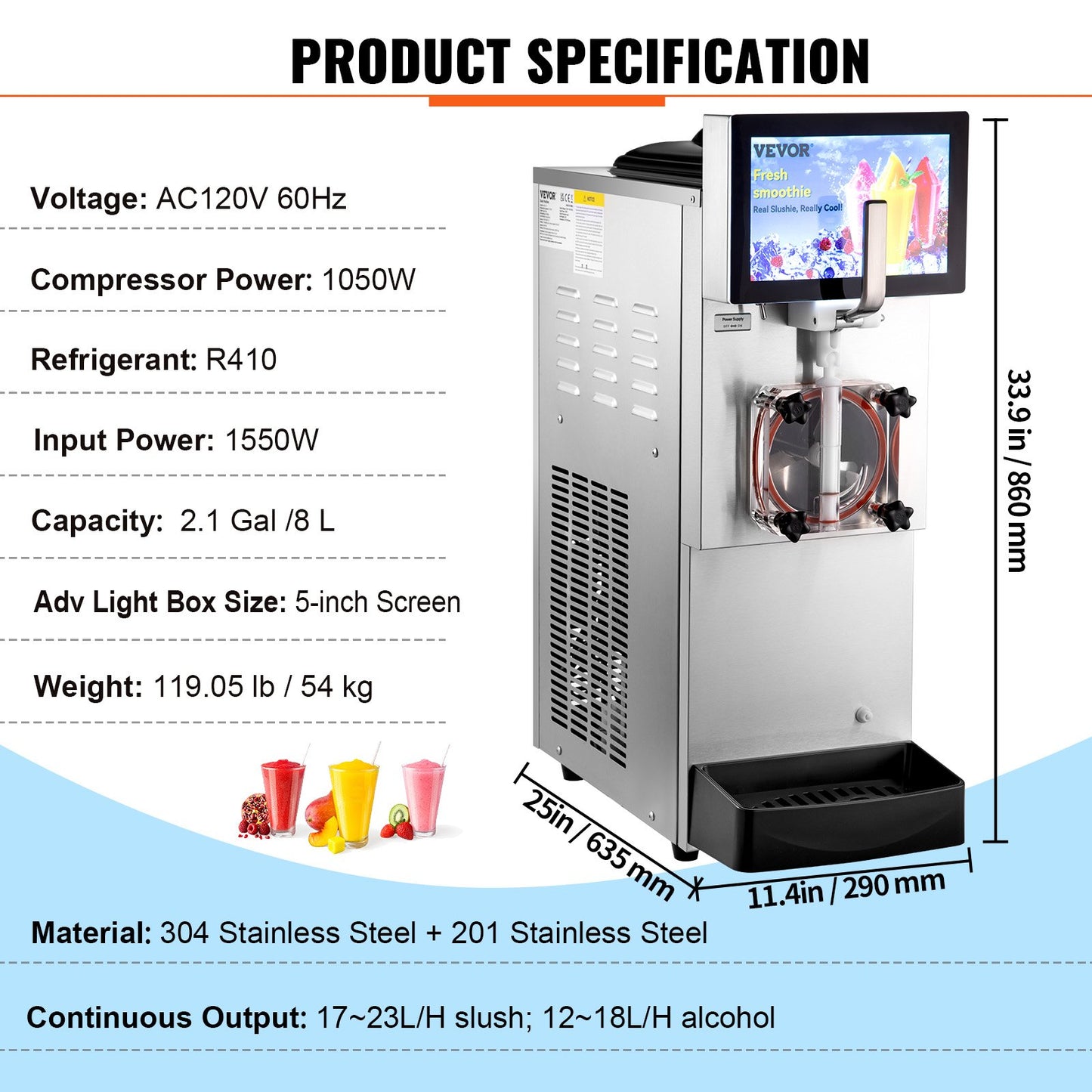 Commercial Slushy Machine, 8L / 2.1 Gal -5