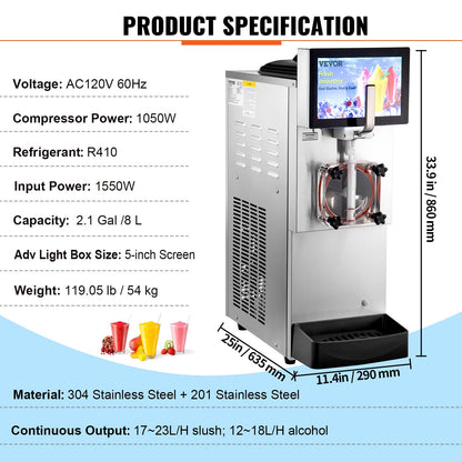 Commercial Slushy Machine, 8L / 2.1 Gal -5