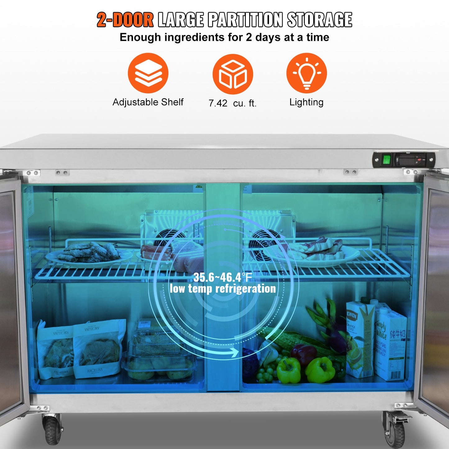 Commercial Refrigerator with Worktop 48" -1