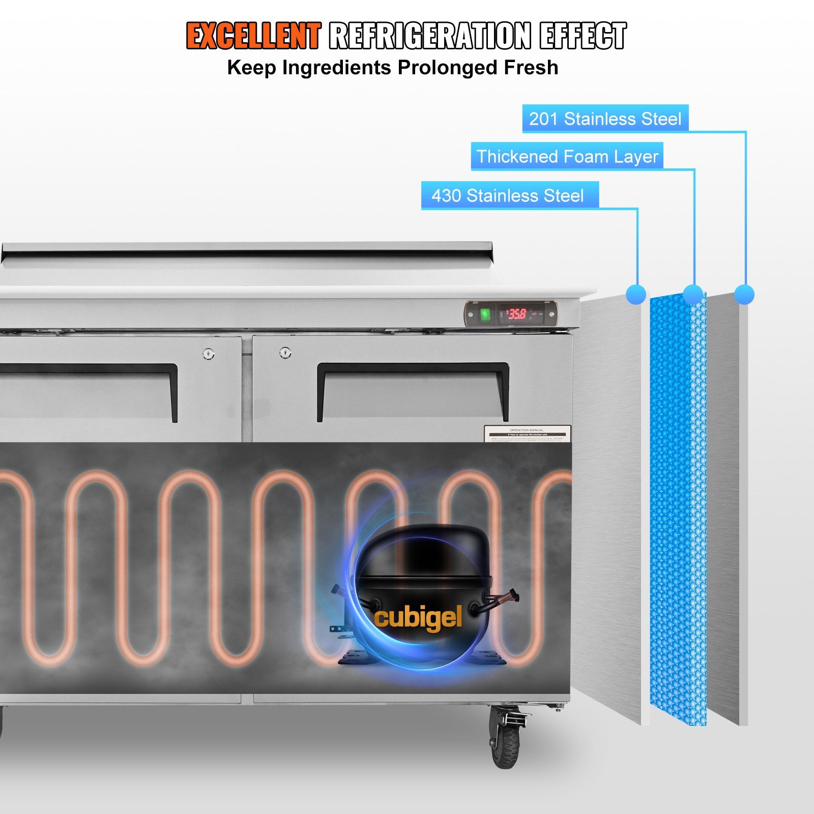 Commercial Refrigerator, 48" Prep Table-2