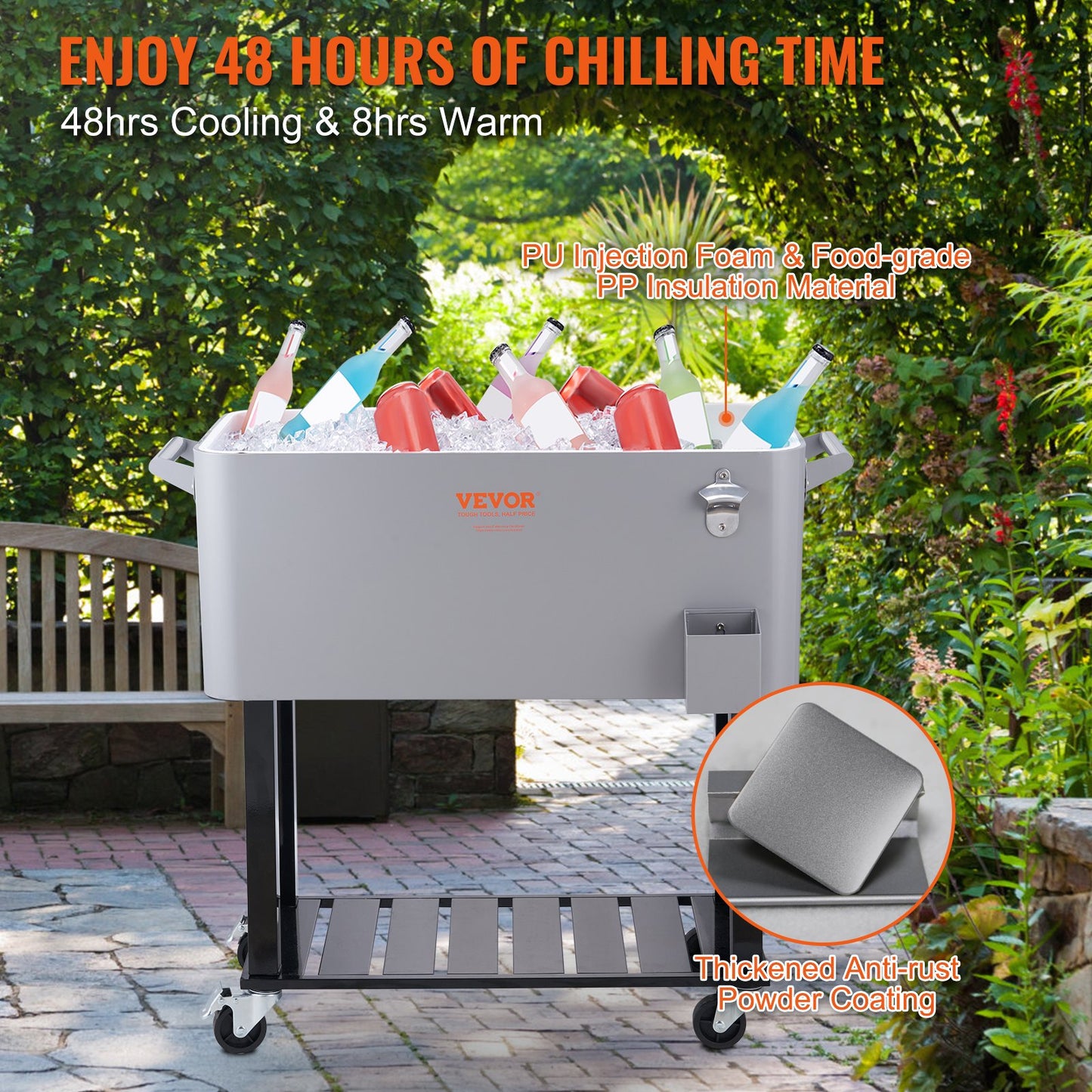 Rolling Ice Chest Cooler Cart 80 Quart-1