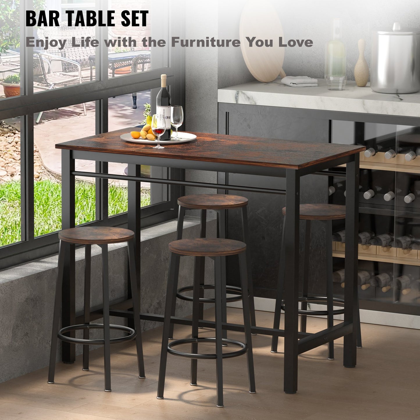 Bar Table and Chairs Set 43" -0