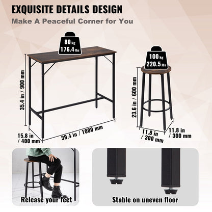  Pub Table Set with 2 Bar Stools-2