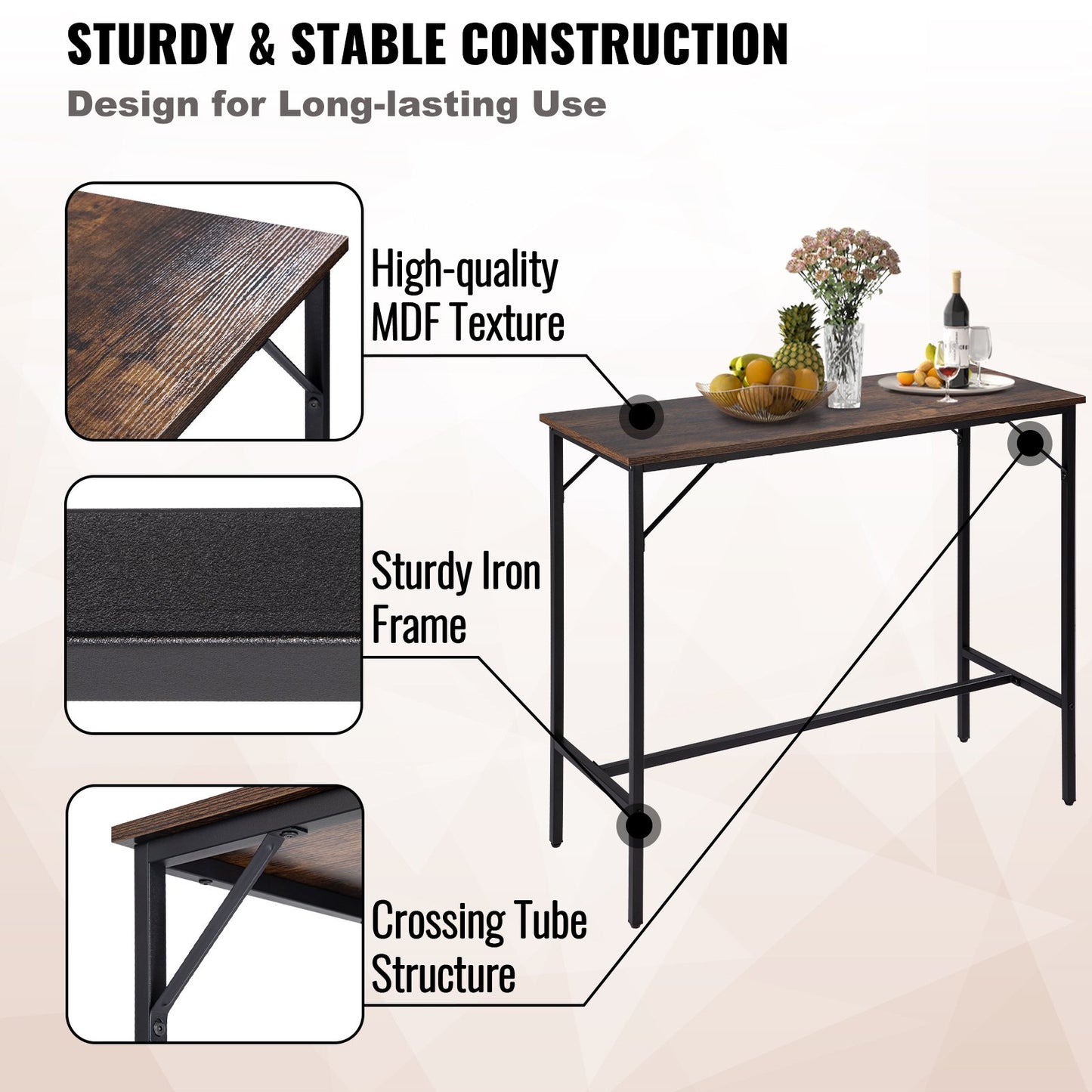  Pub Table Set with 2 Bar Stools-3