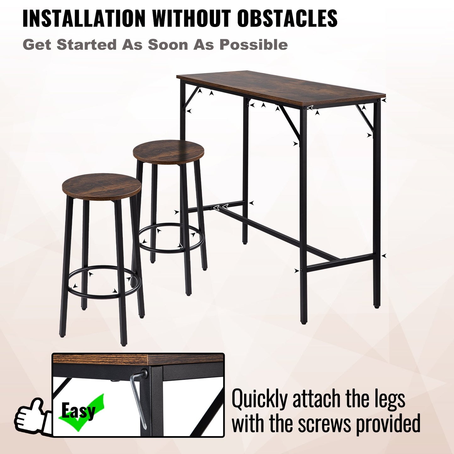  Pub Table Set with 2 Bar Stools-4