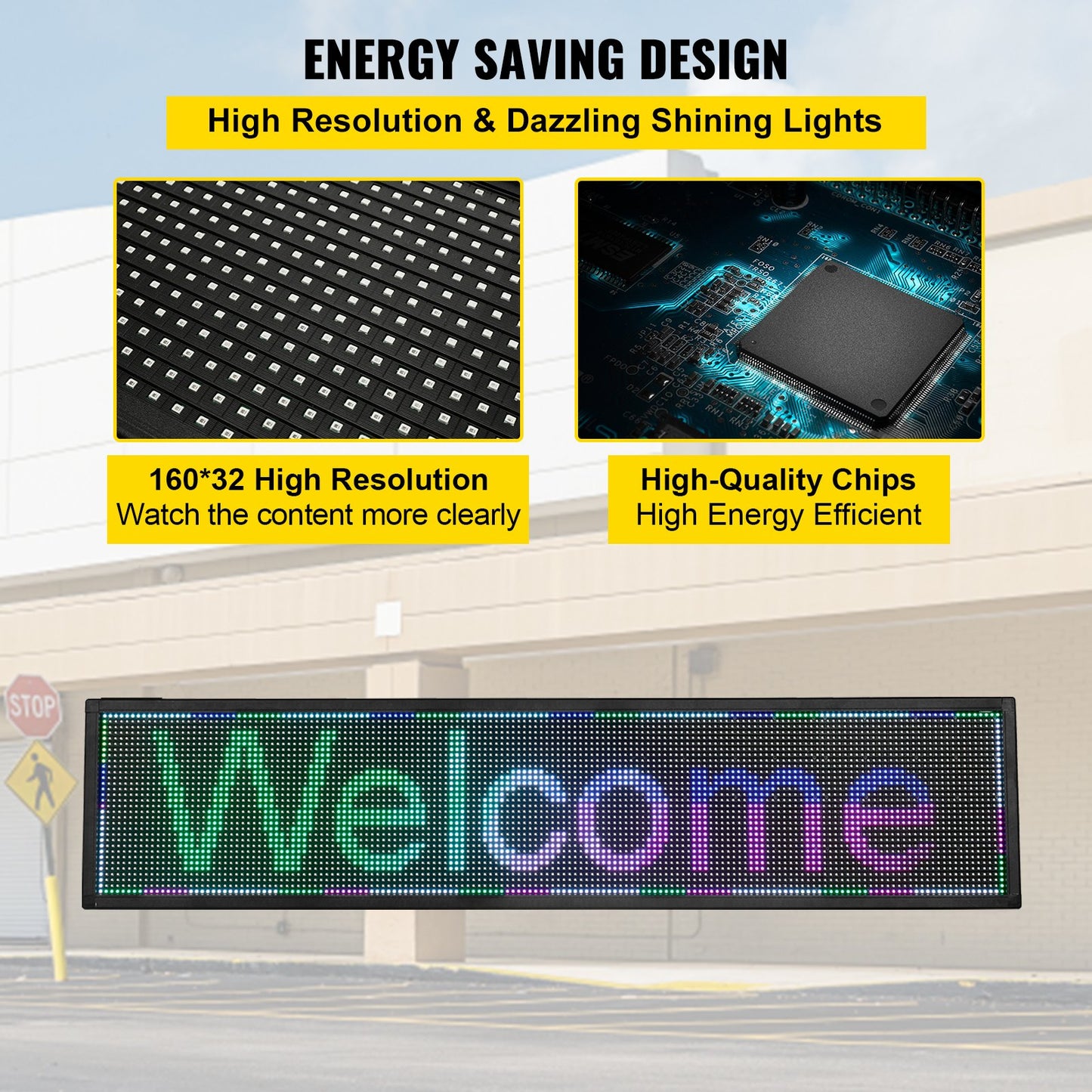 LED Scrolling Sign, 40" x 9" WiFi & USB-0