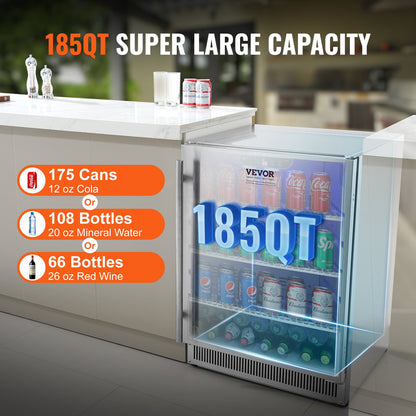 24 inch Indoor/Outdoor Beverage Refrigerator, 185QT-2