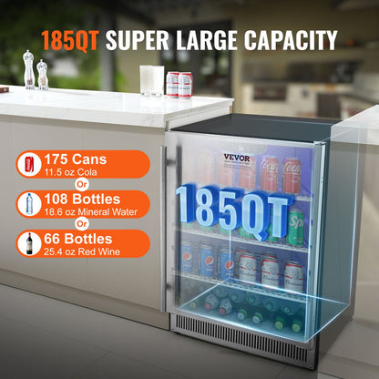 24 inch Indoor/Outdoor Beverage Refrigerator, 185QT-2