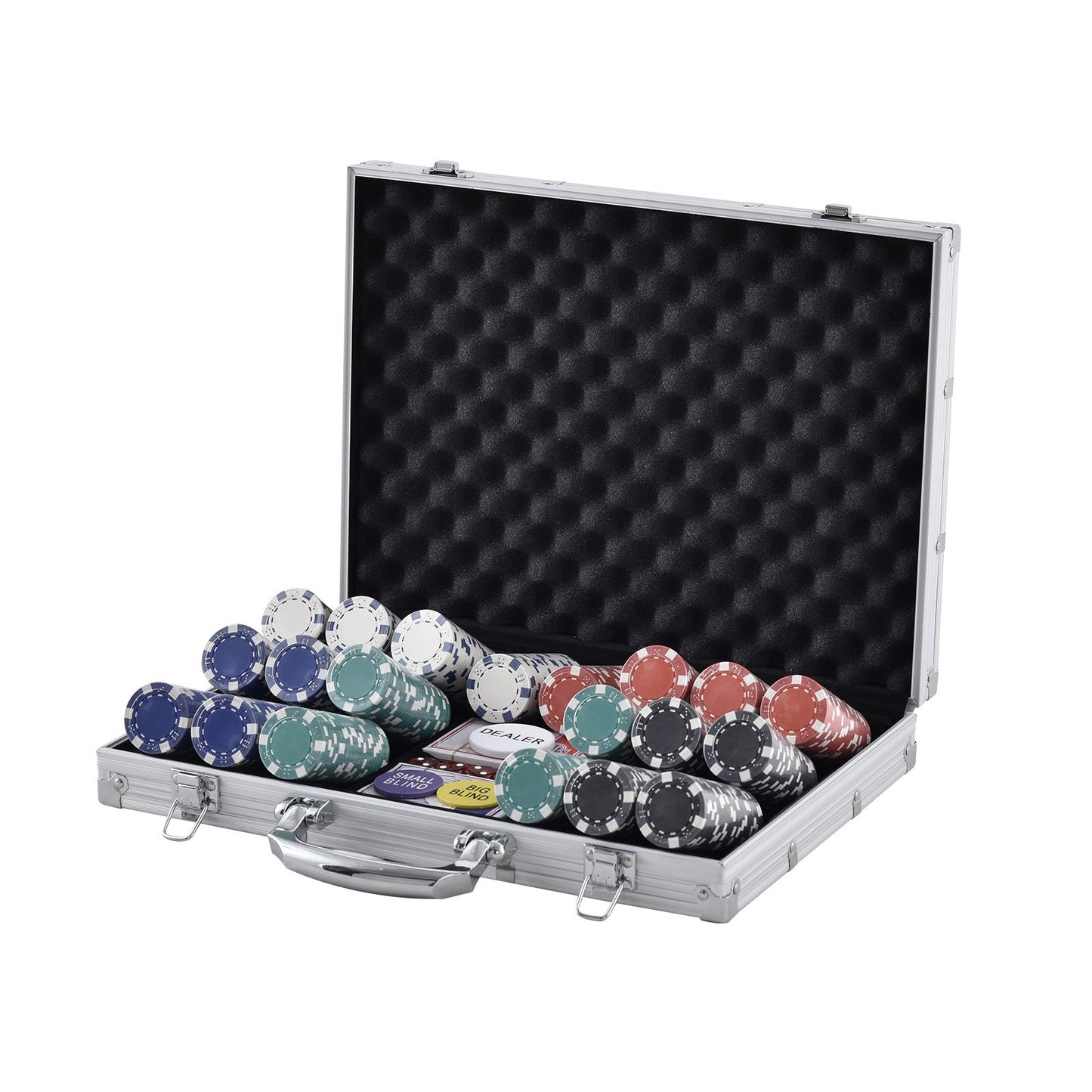 Poker Chip Set, 500-Piece Poker Set, Complete Poker Playing Game Set with Aluminum Carrying -5