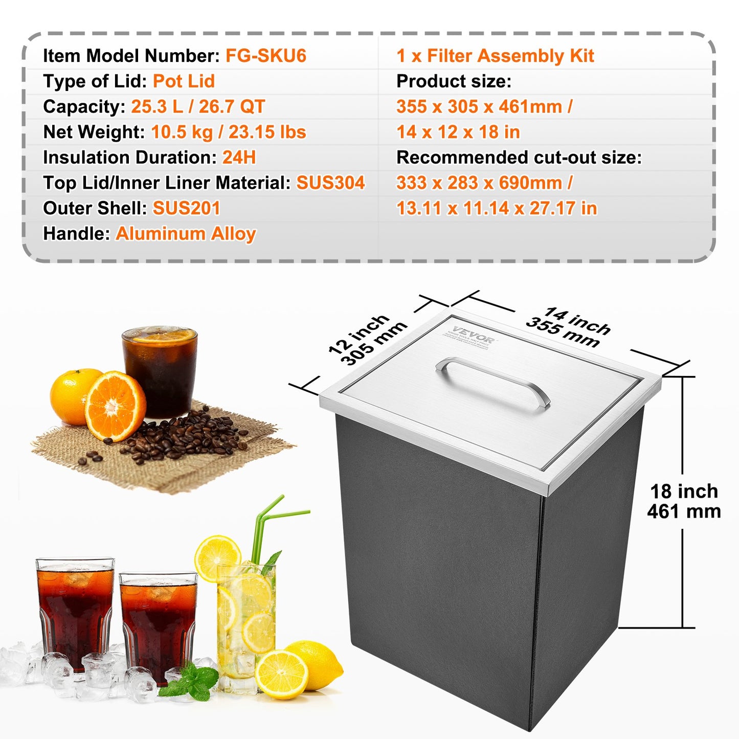 Drop in Ice Chest 26.7 Qt-5