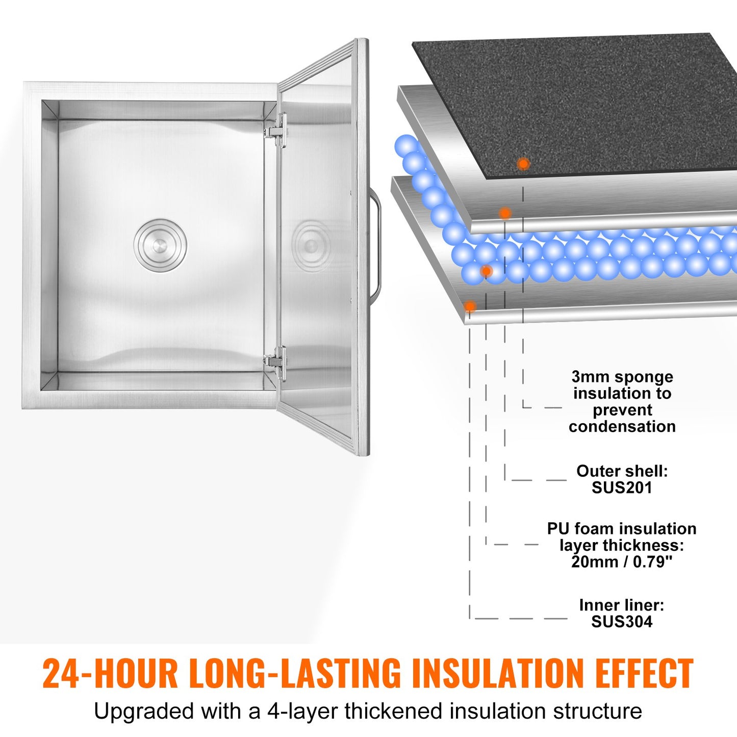 Drop in Ice Chest, 28"L x 16"W x 17"H -1