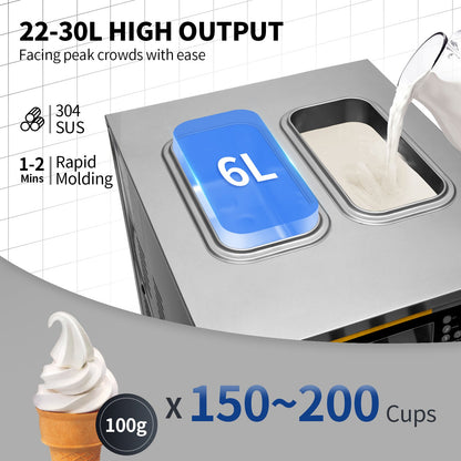 Commercial Ice Cream Maker, 22-30L/H Yield, 2350W-1