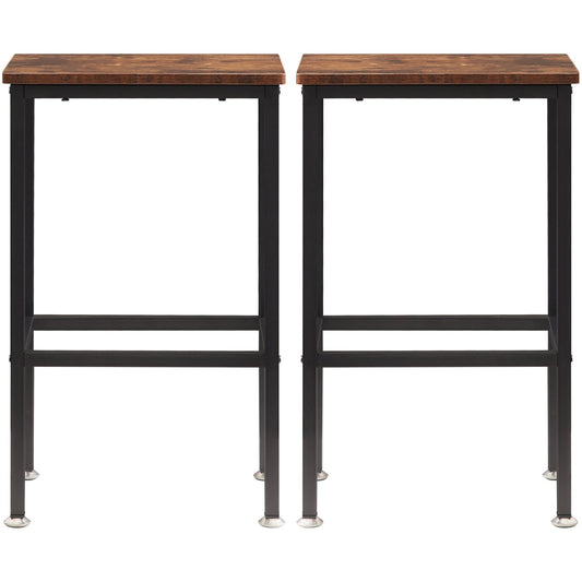 Rustic Bar Stools with Foot Rest - Set of 2-4