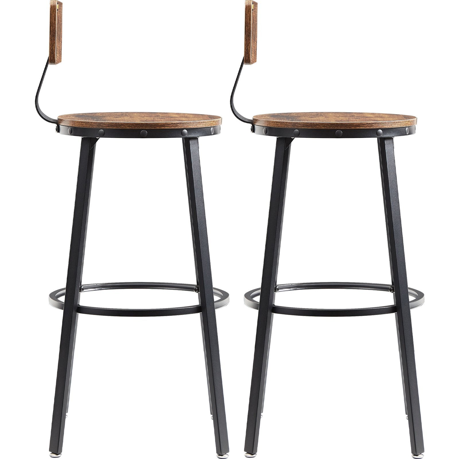 Rustic Bar Stools  with Backrest 29" - Set of 2-1