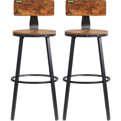 Rustic Bar Stools  with Backrest 29" - Set of 2-0