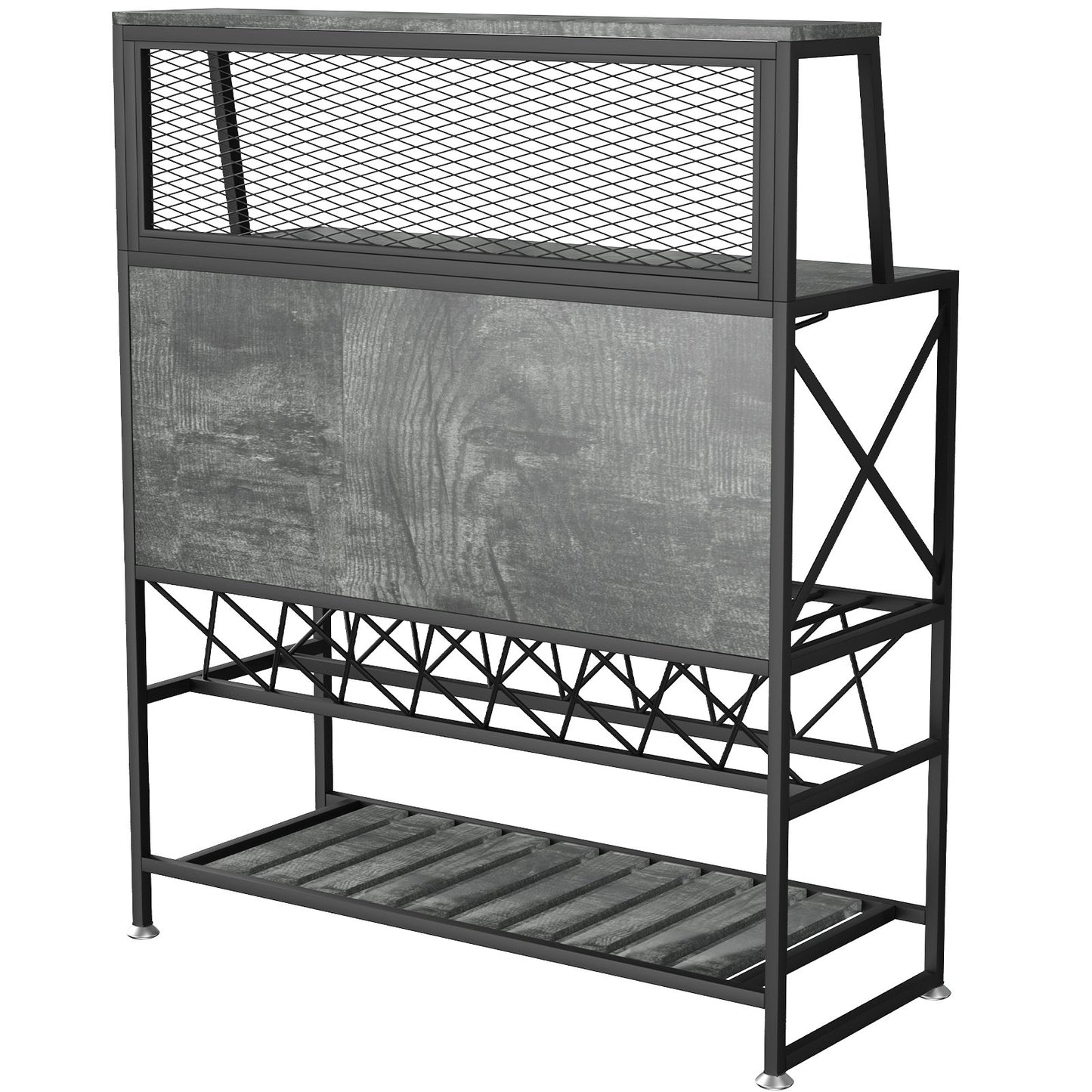 Industrial Liquor Storage Cabinets with Glass Holder (Gray)-4