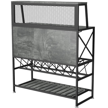 Industrial Liquor Storage Cabinets with Glass Holder (Gray)-4