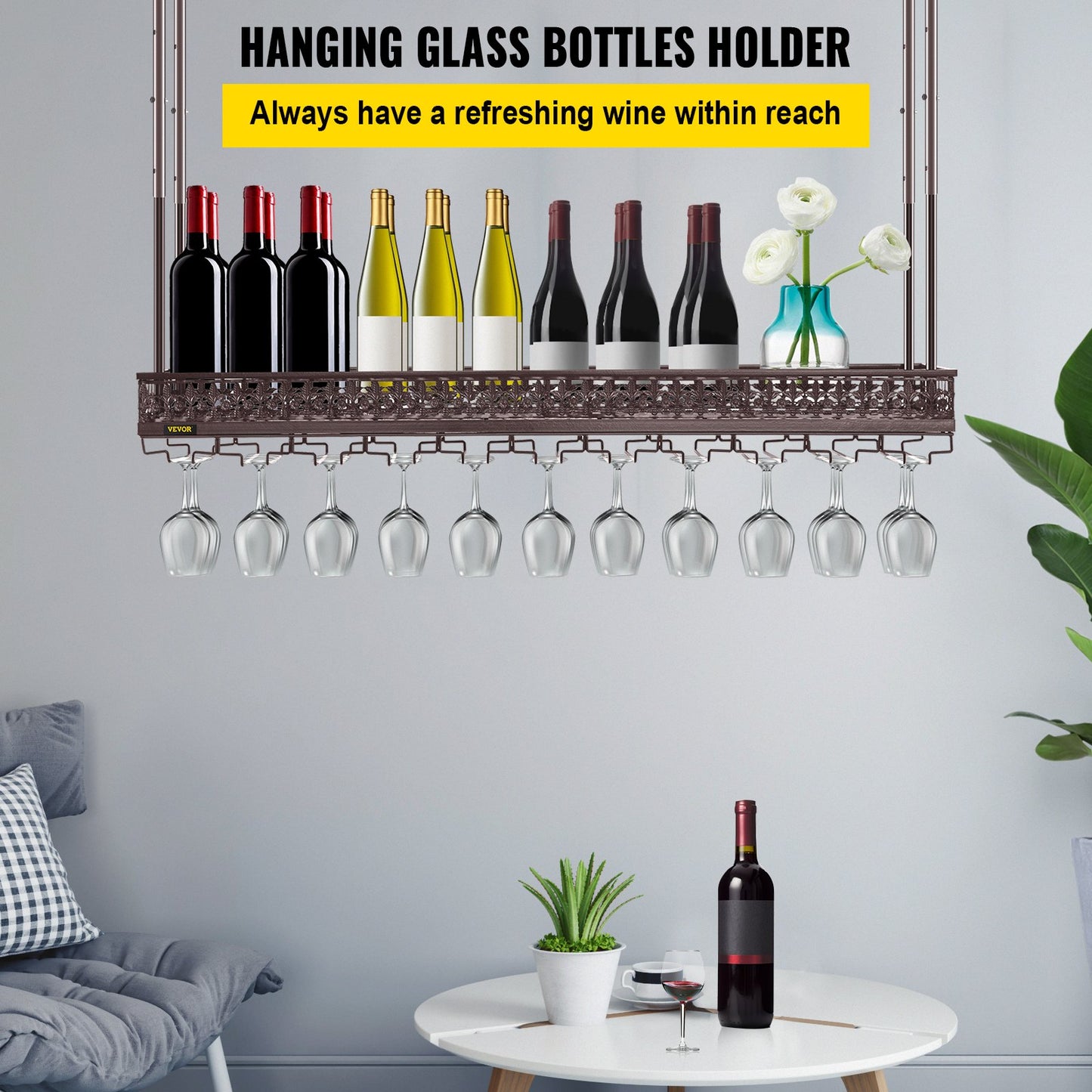  Hanging Wine Glass Rack, 46.9 x 13 inch-0