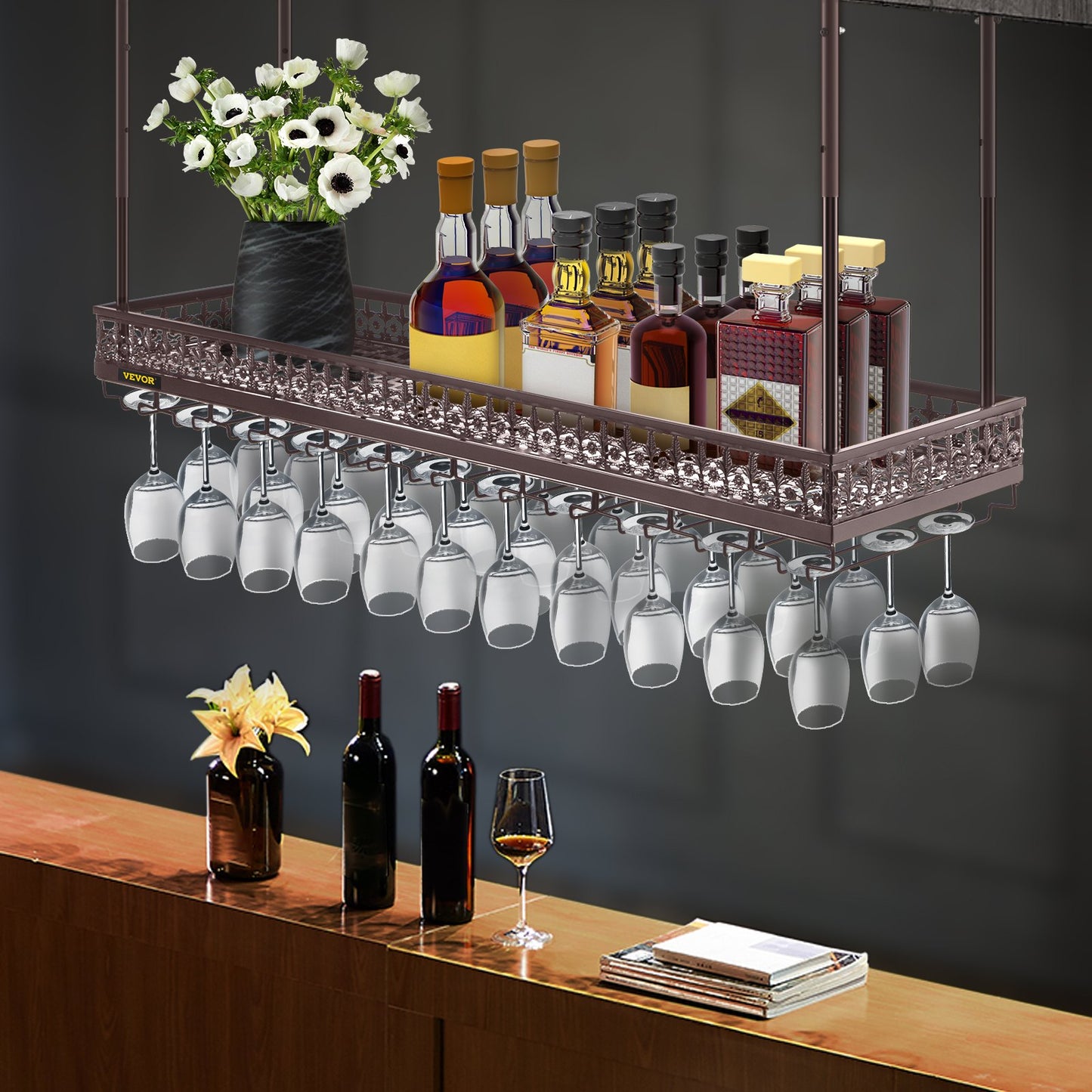  Hanging Wine Glass Rack, 46.9 x 13 inch-1