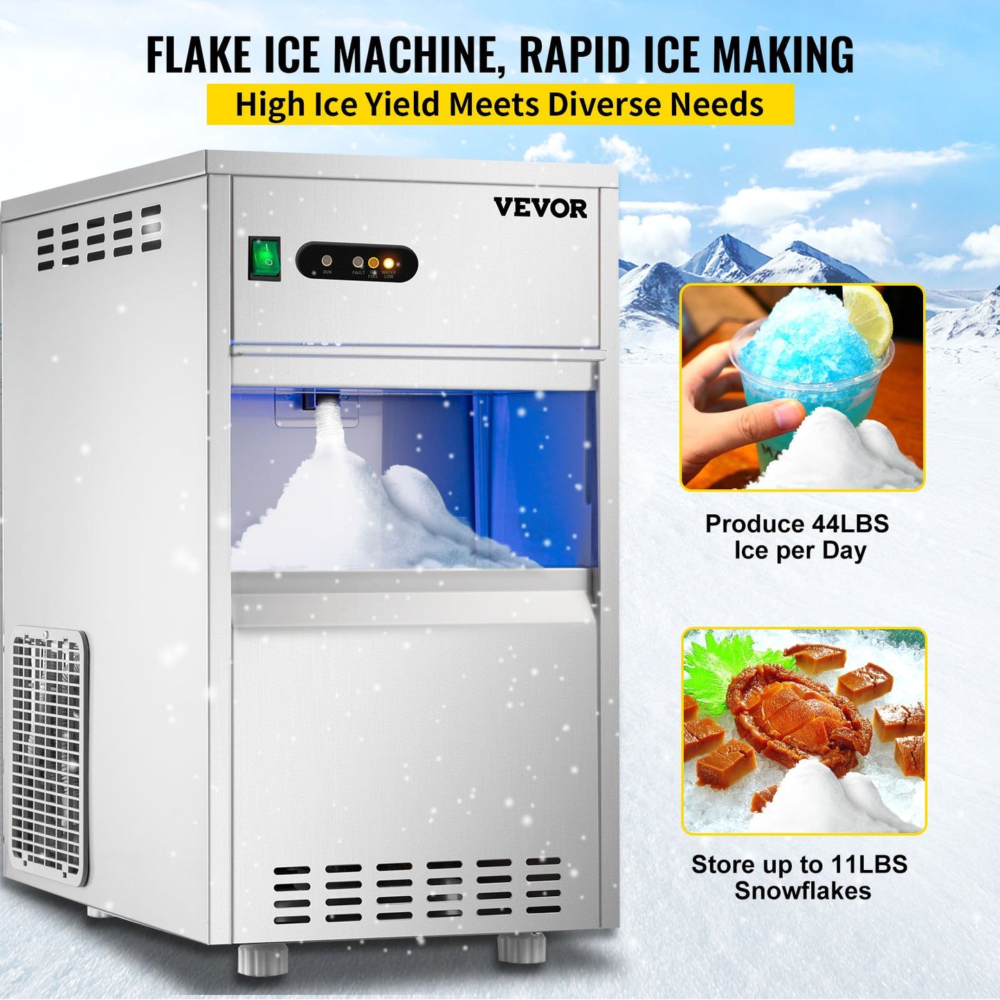 Commercial Snowflake Ice Maker, 55LBS/24H-0