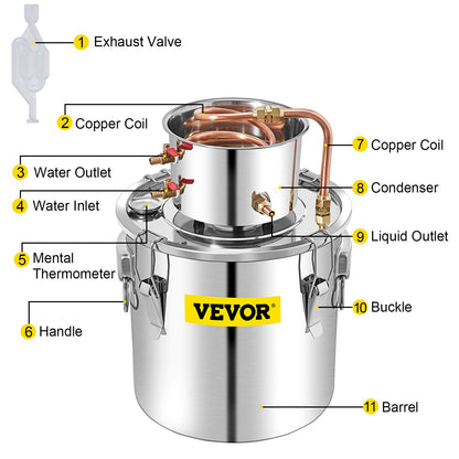 Alcohol Still, 50L Distillery Kit w/Condenser & Pump, 13.2Gal-8