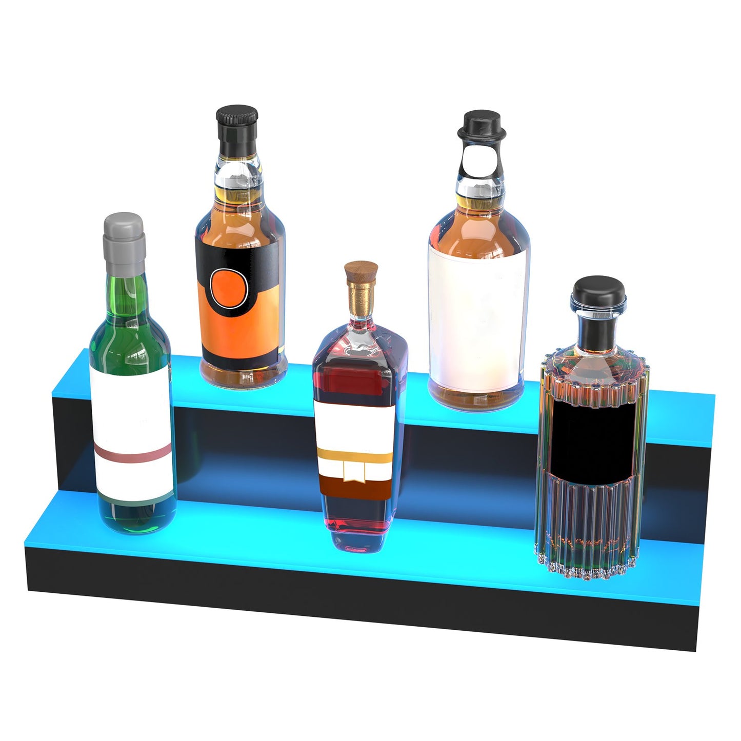 LED Lighted Liquor Bottle Display Bar Shelf RF & App Control 24" 2-Step-9