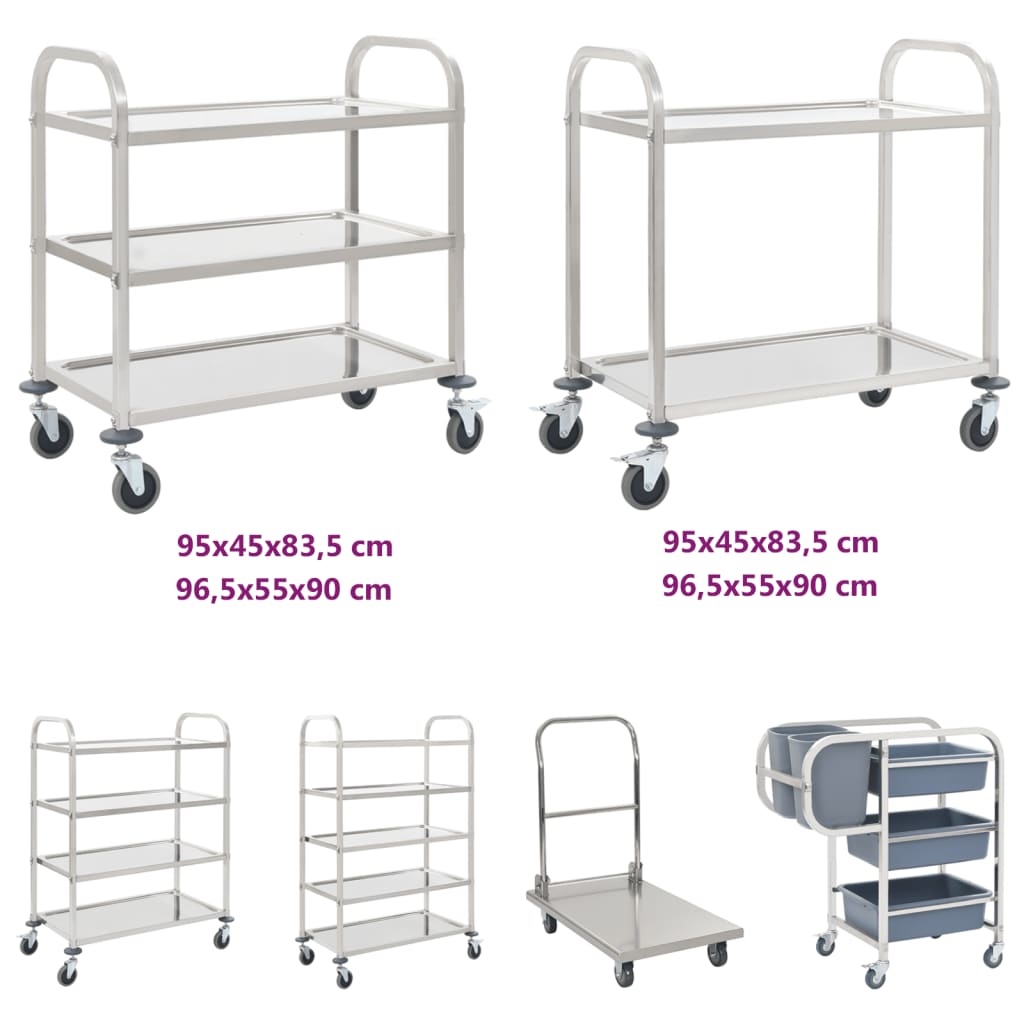 vidaXL Platform Wagon Silver 32.3"x20.9"x33.9" Stainless Steel-8