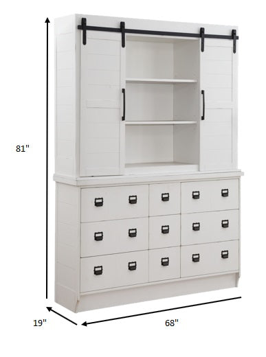 Antique White Hutch And Buffet-1