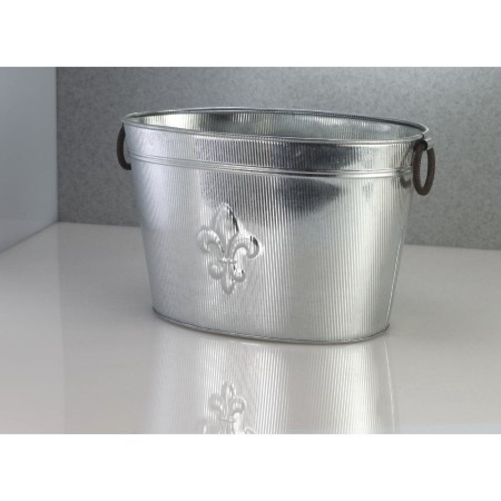 Oval Silver Ribbed Fleur de Lis Beverage Tub-4