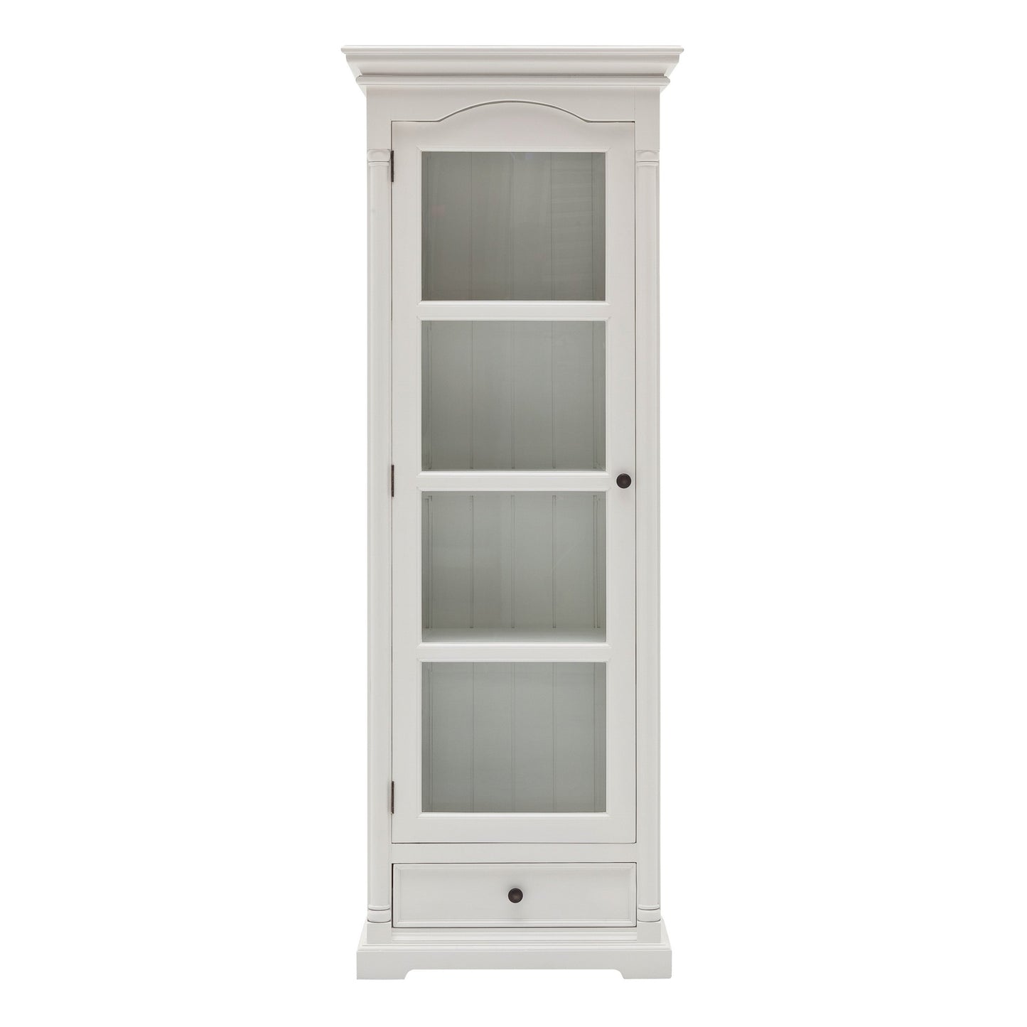 Traditional White and Glass Door Storage Cabinet-0