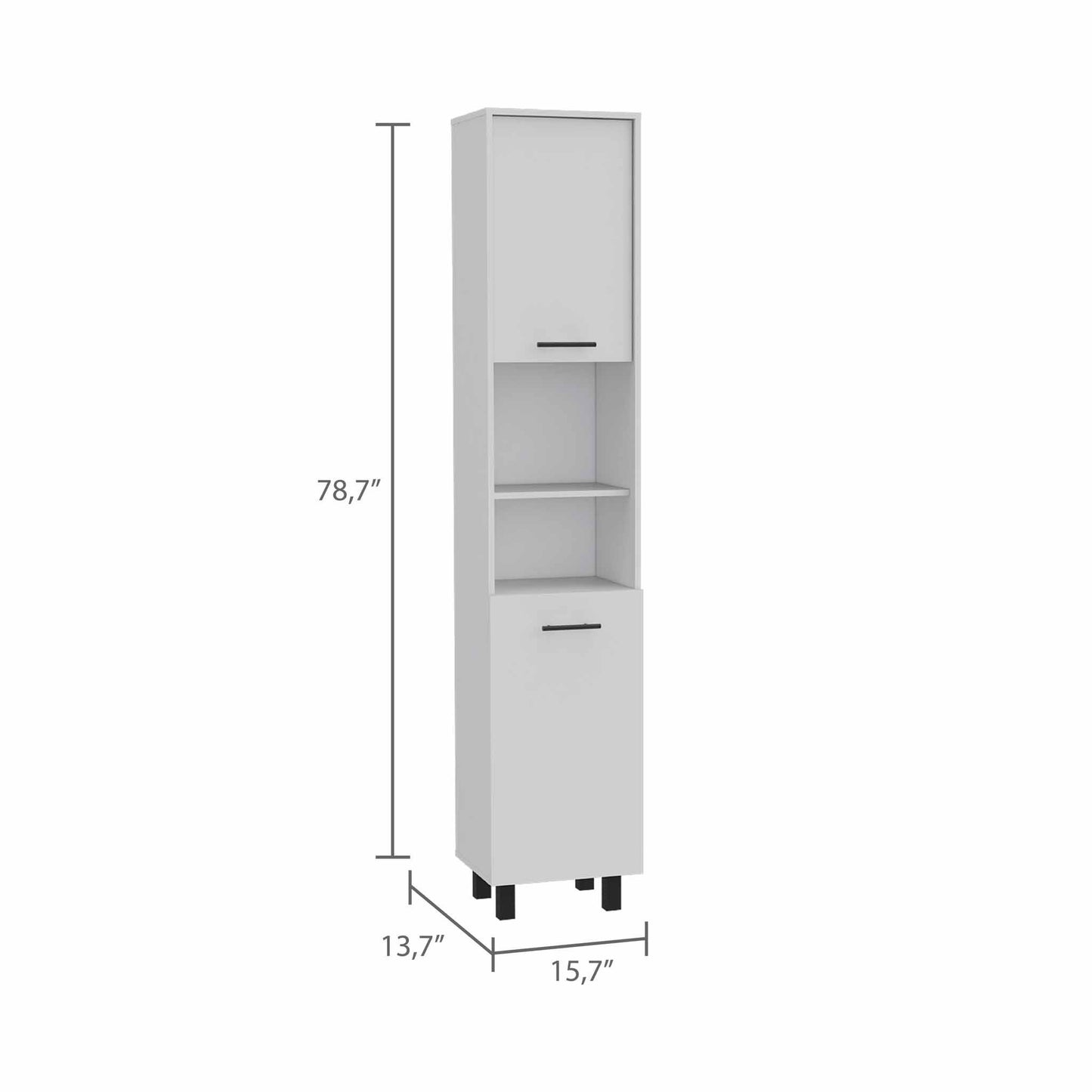 78" Modern White Sleek and Tall Pantry Cabinet-1