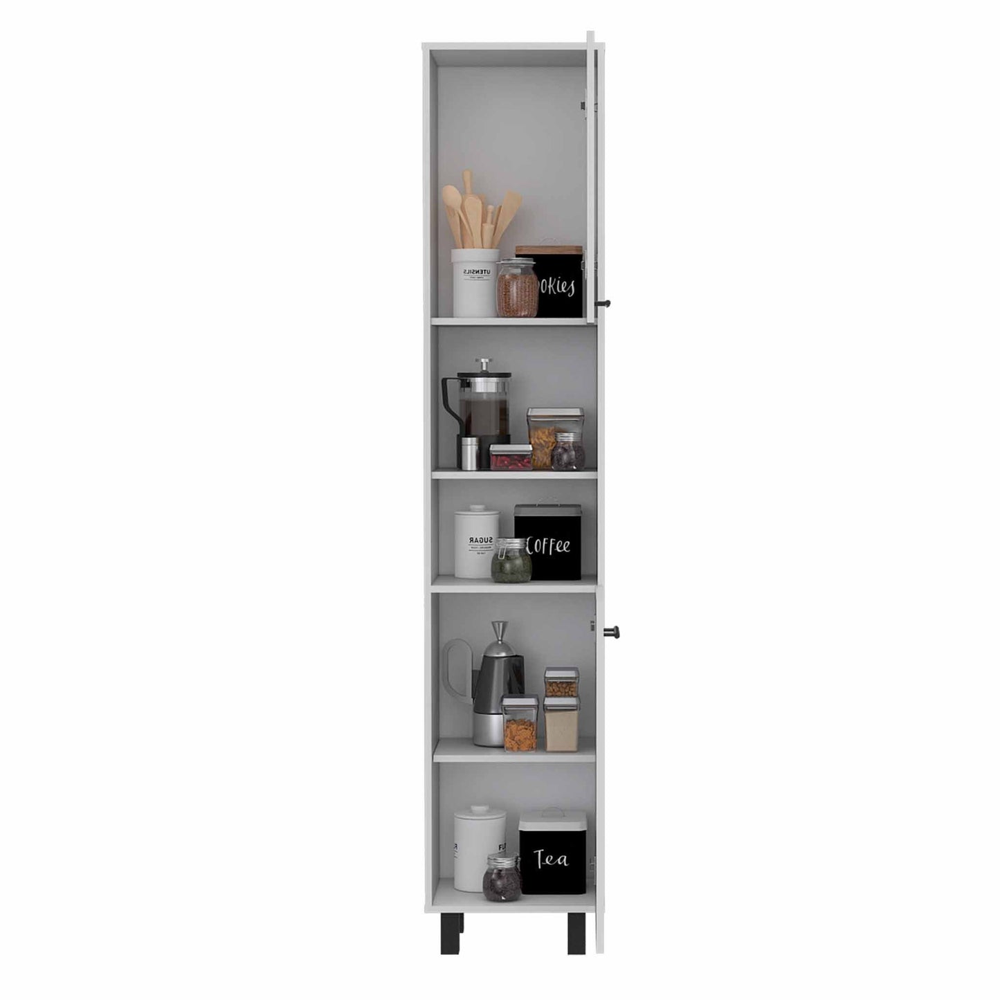 78" Modern White Sleek and Tall Pantry Cabinet-4