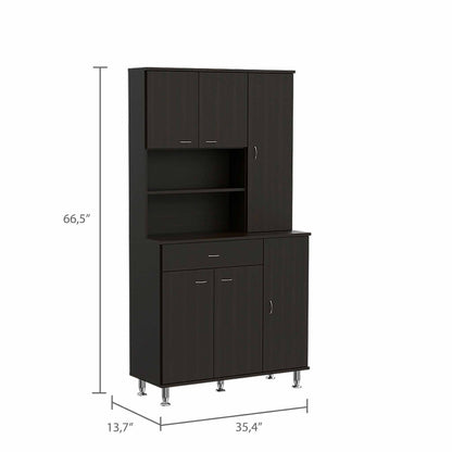 Modern Black Pantry Cabinet with Multiple Storage Shelves-2