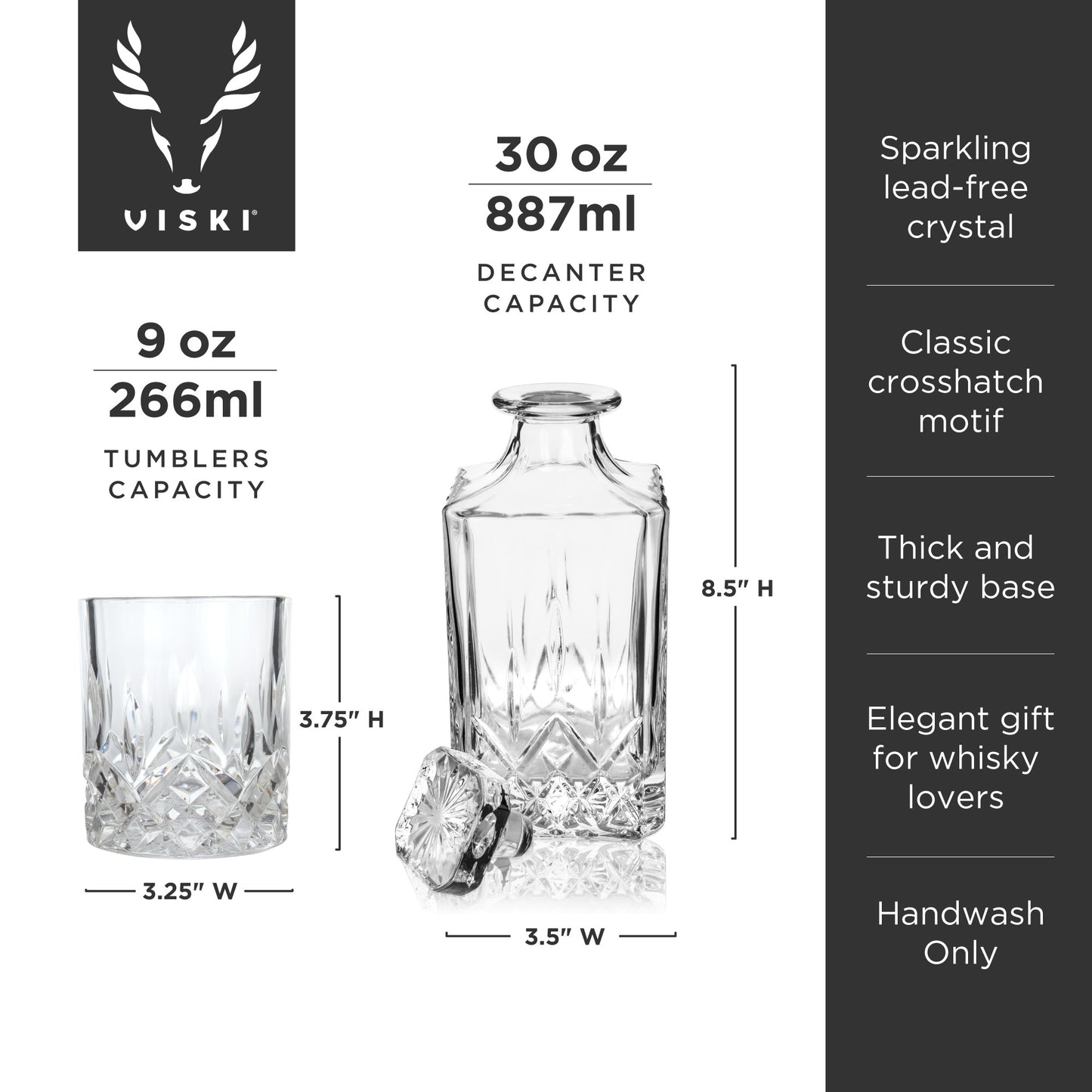 Admiral™ 3-Piece Decanter & Tumbler Set by Viski® - Mixologist Warehouse