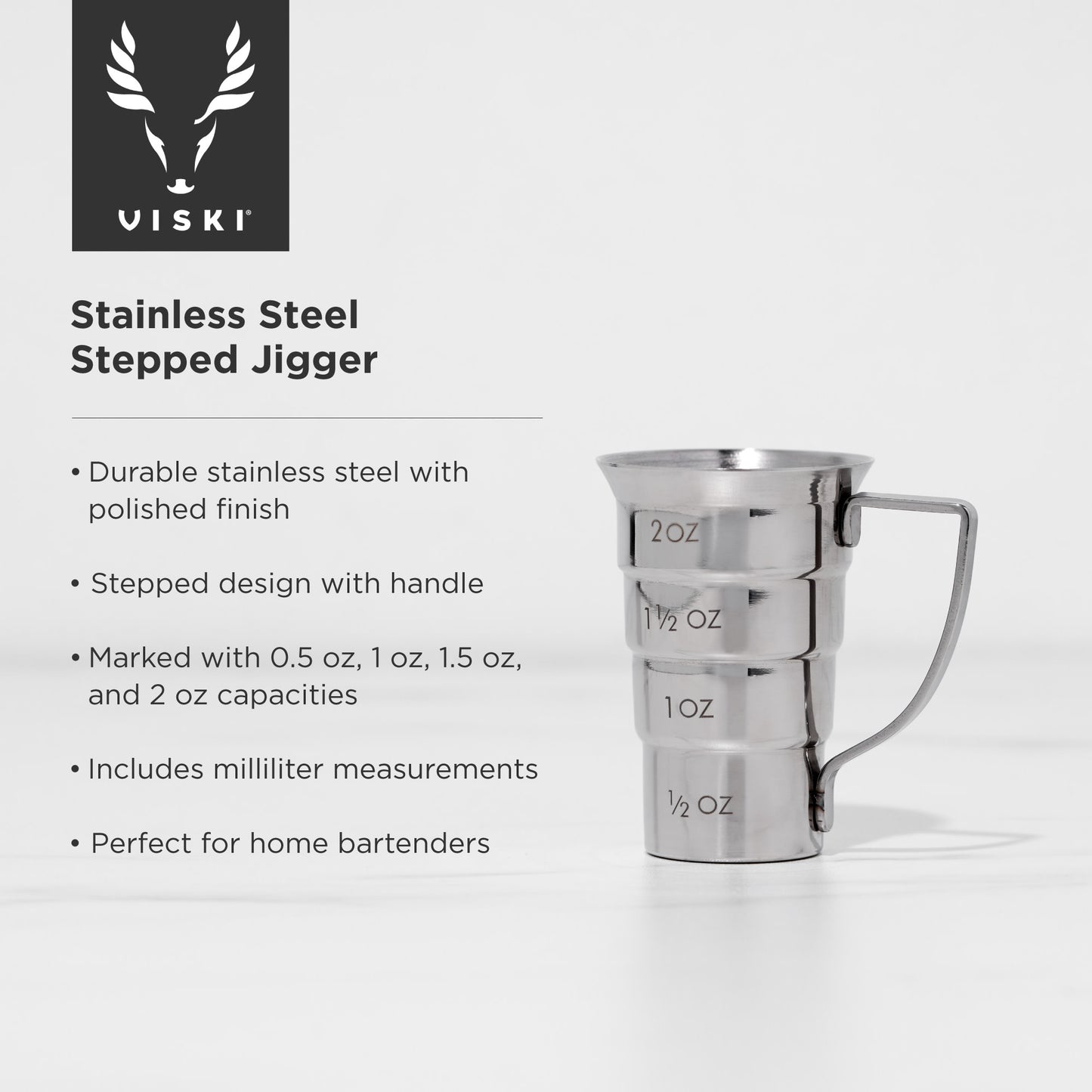 Harrison Stainless Steel Stepped Jigger Viski®