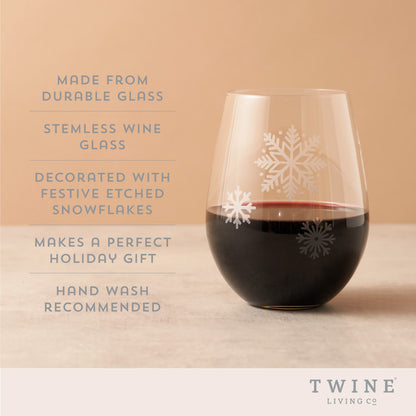 Scattered Snowflakes Stemless Wine Glass