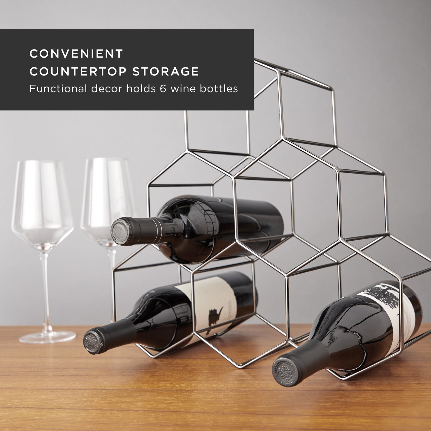 Geo Gunmetal Countertop Wine Rack