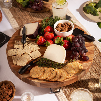 Acacia Footed Cheese Board & Knife Set