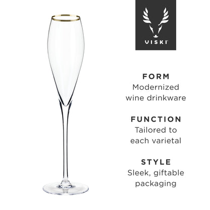 Gold-Rimmed Crystal Champagne Flutes