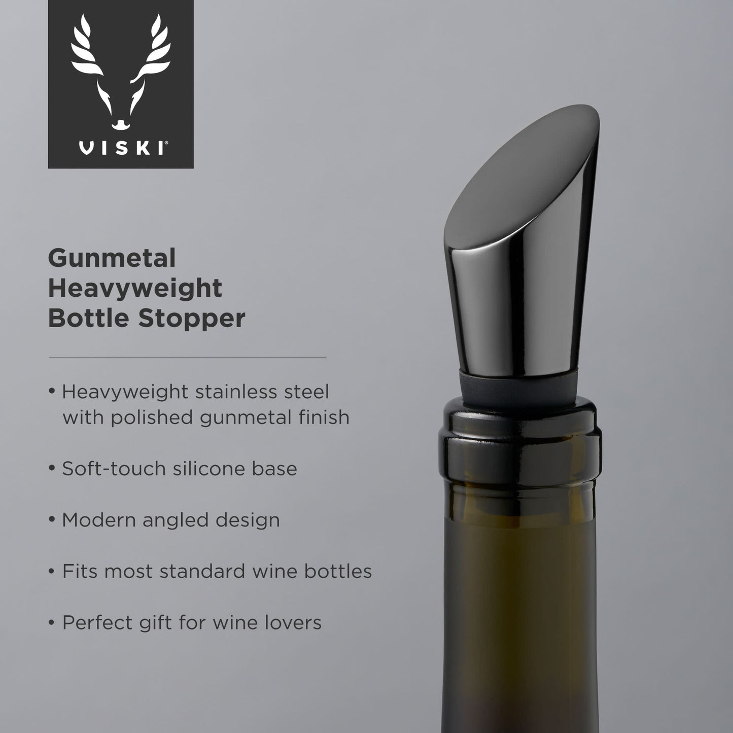 Gunmetal Heavyweight Bottle Stopper